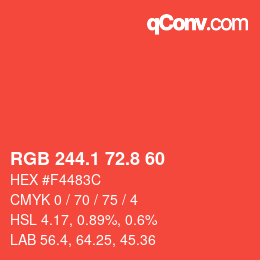 カラーコード: RGB 244.1 72.8 60 | qconv.com