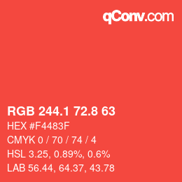 カラーコード: RGB 244.1 72.8 63 | qconv.com