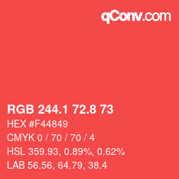 カラーコード: RGB 244.1 72.8 73 | qconv.com