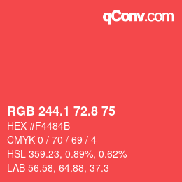 カラーコード: RGB 244.1 72.8 75 | qconv.com