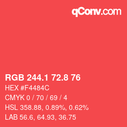 カラーコード: RGB 244.1 72.8 76 | qconv.com