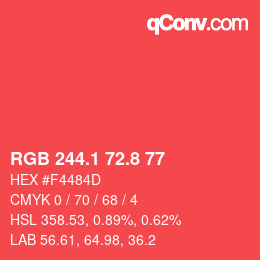 カラーコード: RGB 244.1 72.8 77 | qconv.com