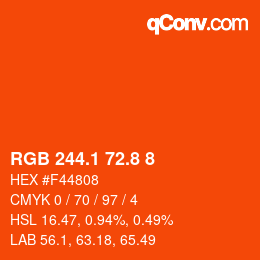 カラーコード: RGB 244.1 72.8 8 | qconv.com