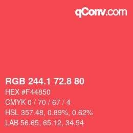 カラーコード: RGB 244.1 72.8 80 | qconv.com