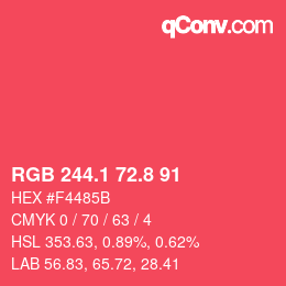 カラーコード: RGB 244.1 72.8 91 | qconv.com