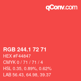 カラーコード: RGB 244.1 72 71 | qconv.com