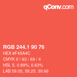 カラーコード: RGB 244.1 90 76 | qconv.com