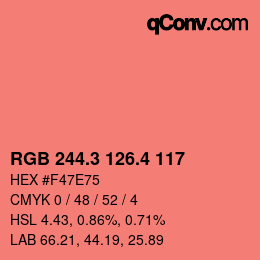カラーコード: RGB 244.3 126.4 117 | qconv.com