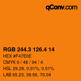 カラーコード: RGB 244.3 126.4 14 | qconv.com