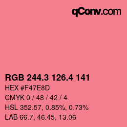 カラーコード: RGB 244.3 126.4 141 | qconv.com