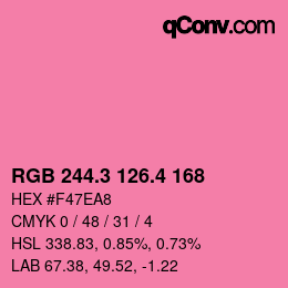 カラーコード: RGB 244.3 126.4 168 | qconv.com