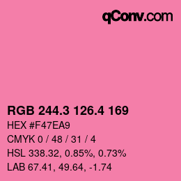 カラーコード: RGB 244.3 126.4 169 | qconv.com