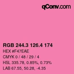 カラーコード: RGB 244.3 126.4 174 | qconv.com