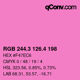 カラーコード: RGB 244.3 126.4 198 | qconv.com