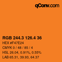 カラーコード: RGB 244.3 126.4 36 | qconv.com