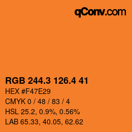 カラーコード: RGB 244.3 126.4 41 | qconv.com