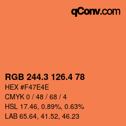 カラーコード: RGB 244.3 126.4 78 | qconv.com