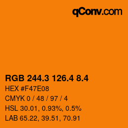 カラーコード: RGB 244.3 126.4 8.4 | qconv.com