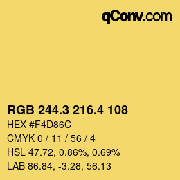 カラーコード: RGB 244.3 216.4 108 | qconv.com