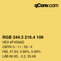 カラーコード: RGB 244.3 216.4 109 | qconv.com