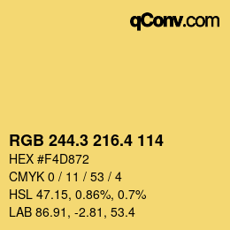 カラーコード: RGB 244.3 216.4 114 | qconv.com