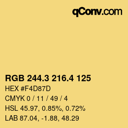 カラーコード: RGB 244.3 216.4 125 | qconv.com
