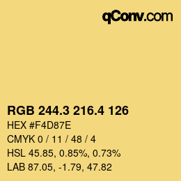 カラーコード: RGB 244.3 216.4 126 | qconv.com