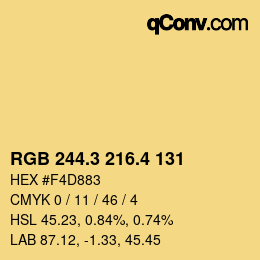 カラーコード: RGB 244.3 216.4 131 | qconv.com