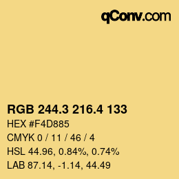 カラーコード: RGB 244.3 216.4 133 | qconv.com