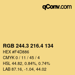 カラーコード: RGB 244.3 216.4 134 | qconv.com