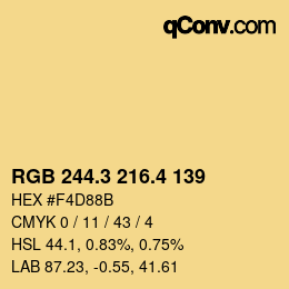カラーコード: RGB 244.3 216.4 139 | qconv.com