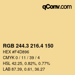 カラーコード: RGB 244.3 216.4 150 | qconv.com