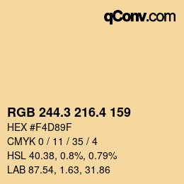 カラーコード: RGB 244.3 216.4 159 | qconv.com