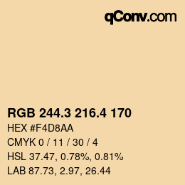 カラーコード: RGB 244.3 216.4 170 | qconv.com