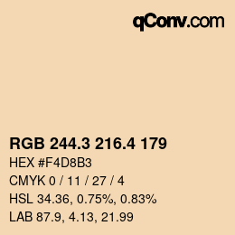 カラーコード: RGB 244.3 216.4 179 | qconv.com