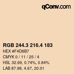 カラーコード: RGB 244.3 216.4 183 | qconv.com