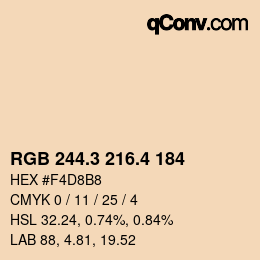カラーコード: RGB 244.3 216.4 184 | qconv.com