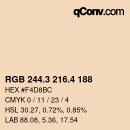 カラーコード: RGB 244.3 216.4 188 | qconv.com
