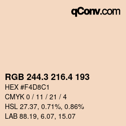 カラーコード: RGB 244.3 216.4 193 | qconv.com