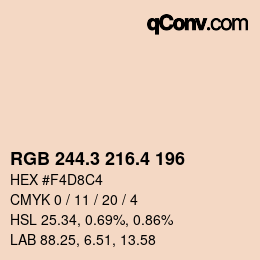 カラーコード: RGB 244.3 216.4 196 | qconv.com