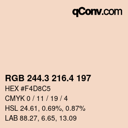 カラーコード: RGB 244.3 216.4 197 | qconv.com