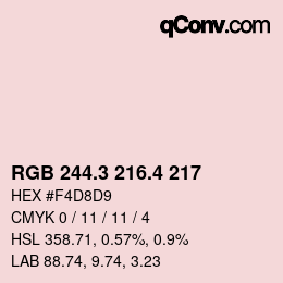 カラーコード: RGB 244.3 216.4 217 | qconv.com