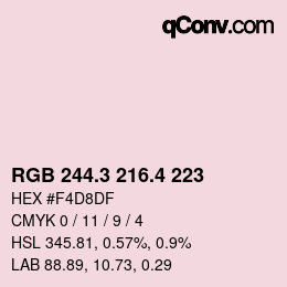 カラーコード: RGB 244.3 216.4 223 | qconv.com