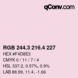カラーコード: RGB 244.3 216.4 227 | qconv.com