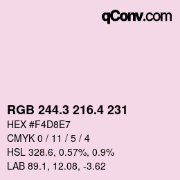 カラーコード: RGB 244.3 216.4 231 | qconv.com