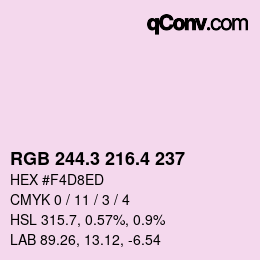 カラーコード: RGB 244.3 216.4 237 | qconv.com