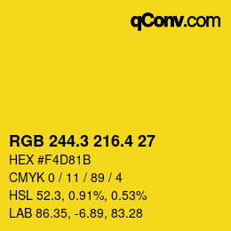 カラーコード: RGB 244.3 216.4 27 | qconv.com
