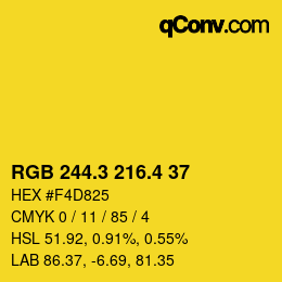 カラーコード: RGB 244.3 216.4 37 | qconv.com