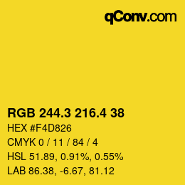 カラーコード: RGB 244.3 216.4 38 | qconv.com