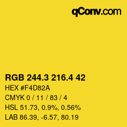 カラーコード: RGB 244.3 216.4 42 | qconv.com
